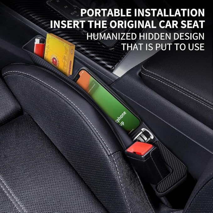 2 Pack Car Seat Gap Filler Organizer - Premium Car Seat Gap Storage Solution, Car Organizers and Storage for Phones, Keys, Cards, and More, Universal Fit for Most Vehicles