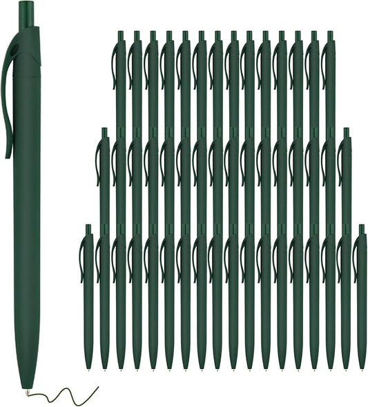 deegtran Pens Bulk, 50 Pack No Bleed Green Click Pens, Wholesale Retractable Ballpoint Pens, Pens Medium Point, Smooth Ink Pens, 1.0MM Green Ink