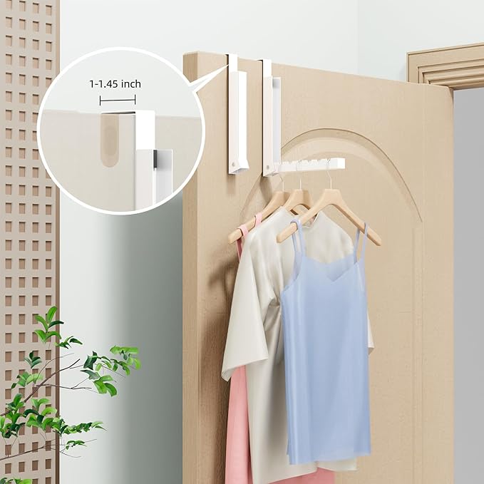 Over The Door Hanger Folding Clothes Drying Rack, Folding Hanging Coat Rack for Indoor Laundry Room Compact Small Space Foldable Portable Clothing Hanger Hook Collapsible- 2 Pack