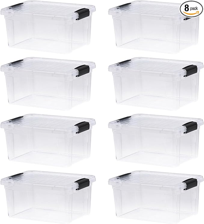 Superio Storage Bins with Lids- 8 Pack, 6.6 Qt Clear Boxes for Organizing, Stackable Plastic Containers- BPA Free, Non-Toxic, Odor Free, Organizer for Home, Office, Dorm