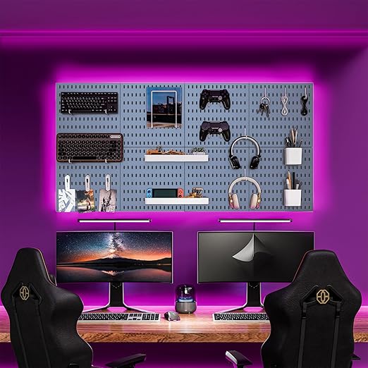 22"x22" Pegboard Combination Kit Wall Organizer Kit - 4 Panels & 14 Hooks for Kitchen, Bedroom, Office, Bathroom Storage