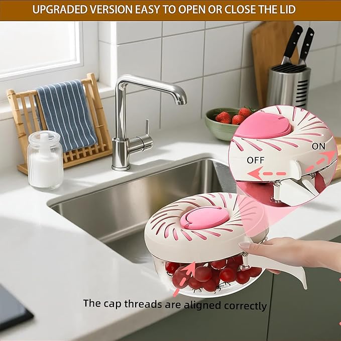 2025 New Upgrade Large Fruit Washing Bowl with Strainer(2.85QT),3 in 1 Multipurpose Drain Basket with Lid & Ice Box,Foldable Handle Fruit Strainer Perfect for Fridge Storage and Outdoor Picnics