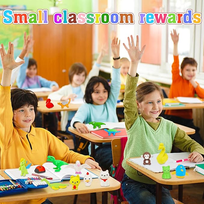 90Pcs Animal Erasers Bulk Cute Desk Pets Kids Puzzle Erasers Take Apart Cool 3D Eraser Mini Pencil Eraser Fun Party Favors for School Supplies Classroom Rewards Easter Egg Fillers Gifts