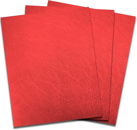 Binditek 50 Pack 16 Mil Leather Textured Polycovers - Binding Presentation Covers for Business Reports and Proposals 8-1/2 x 11 Inches, Red Color, for Students and Coworkers