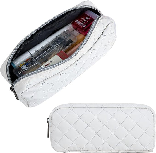 Della Gao Small Pencil Case Large Capacity Pencil Pouch Marker Pen Bag Coin Pouch Office Stationery Organizer (Beige-RH)