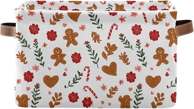 Christmas Gingerbread storage bins basket with Handles, blanket basket, closet organizer, storage cubes 14.2x10.2x8.3 IN