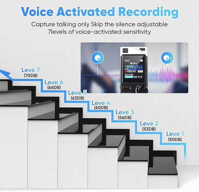 264GB Digital Voice Recorder,Professional Voice Activated Recorder for Lectures Meetings,18000 Hours voice recorder with playback,recording device, MP3 Player, Password Protection,audio recorder,Black