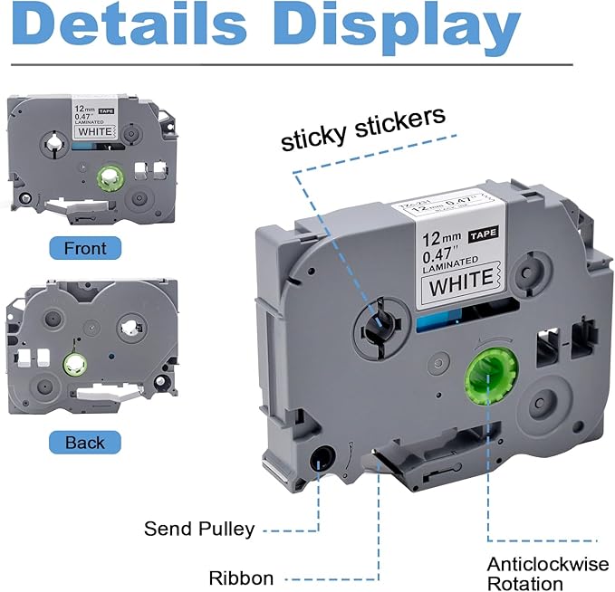 GREENARK Compatible TZe-231 label tape TZe231 TZ TZE 231 Replacement for Brother Black on White Replacement for Brother P-Touch P Touch Label Maker PT-J100 PT-J100W PT-120 PT160 etc (12mm x 8m),4-Pack