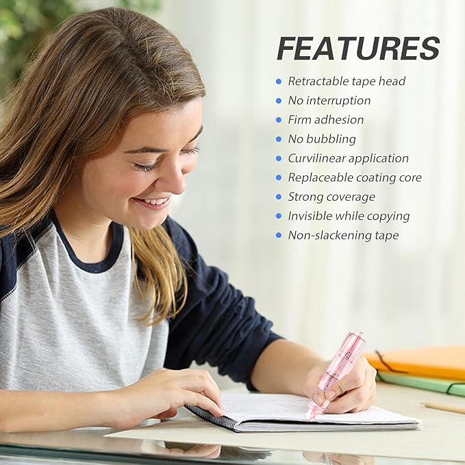 White Correction Tape Out,Refillable Retractable Quick Dry Japan Aesthetic Cute White Correction Tape Pen, with Easy to Use Mini Small Pen Shaped Applicator (retractable)