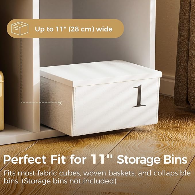 COMHOMA 8 Wood Cube Storage Organizer with Open Back and Removable Back Panels, 11In White Cube Storage Bookshelf, Cubicle Shelf Bookcase for Home Office Bedroom Living Room, Vertical or Horizontal