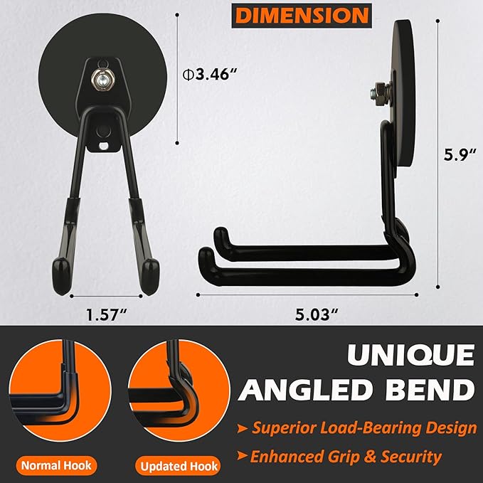 MUTUACTOR New Upgraded Magnetic Hooks Heavy Duty,40lbs Anti-Scratch Garage Large Magnet Hooks,2PCS Super Strong Magnetic Garage Hooks for Organizing Impact Drivers Trailer Cord Garden Tool Box