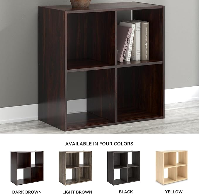 Signature Design by Ashley Glosmount 4 Cube Storage Organizer or Bookcase, Cherry & Light Brown