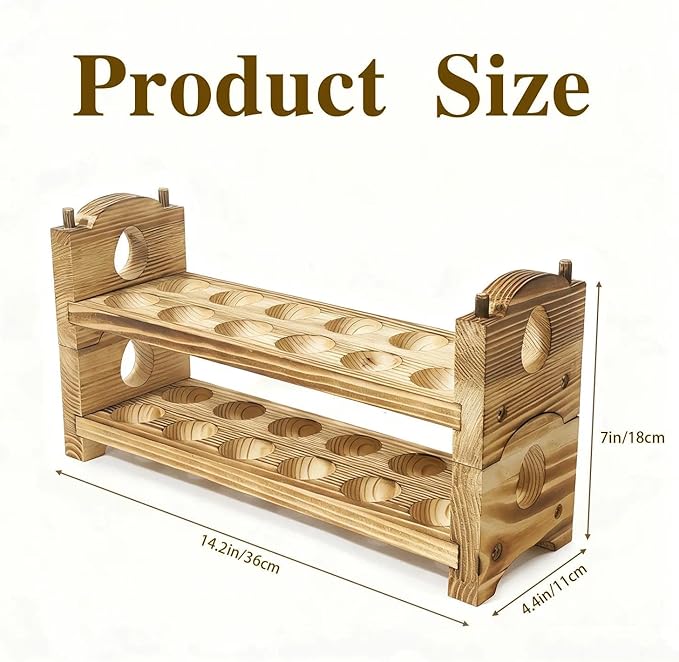 Egg Holder Countertop - Wooden Fresh Eggs Storage for Counter - Pine Wood Egg Organizer Tray Racks