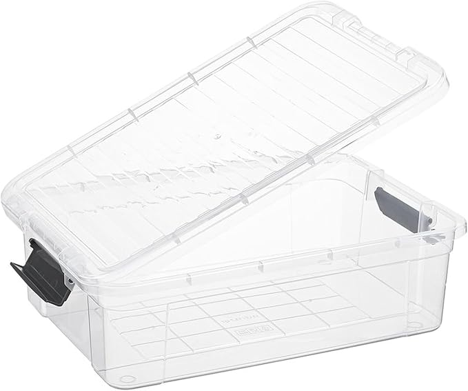 Superio Clear Storage Box with Lid, 13.7 Quart Plastic Container Bins for Organizing, Stackable Crates, BPA Free, Non Toxic, Odor Free, Organizers for Home, Office, School, and Dorm