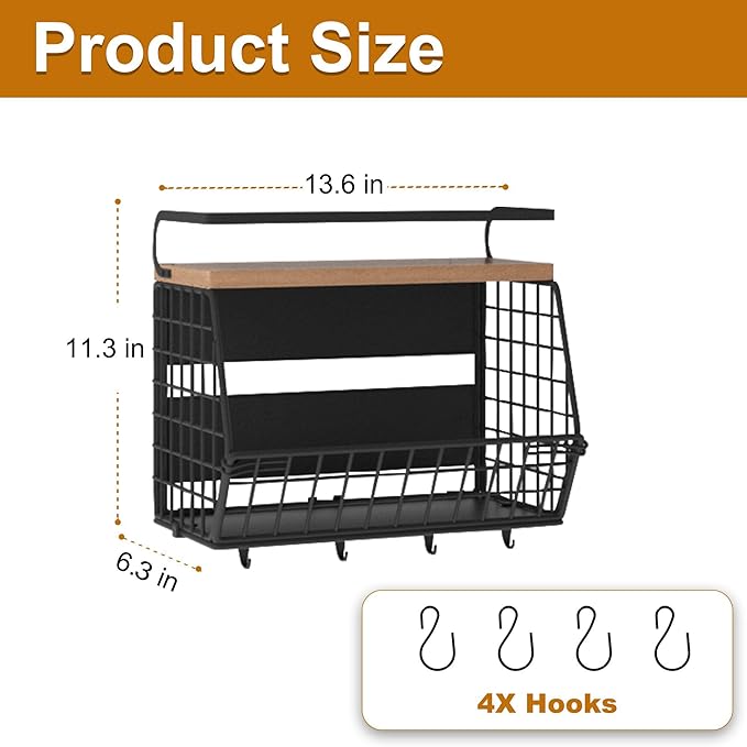 Magnetic Shelf for Fridge,Onion and Potato Spice Snacks Fruit and Vegetable Storage and Organizer,Wire Basket for Pantry,Kitchen Countertop,RV and Laundry