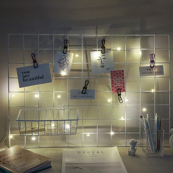 GBYAN Wire Wall Grid Basket Hanging Display Shelf White Metal Grid Panel Accessories, 2 Pack