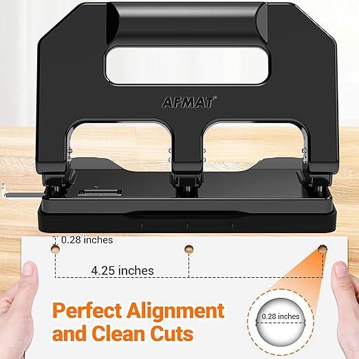 3 Hole Punch Heavy Duty, AFMAT 3 Hole Puncher for Binder, 10000+ Punching Times, 40-Sheet Three Hole Punch, Metal Hole Puncher 3 Ring, 50% Reduced Effort, Bulit-in S.S. Paper Guide, Last for Years