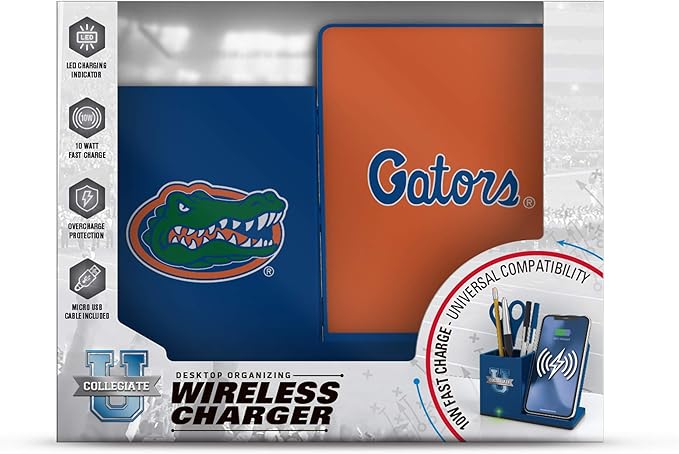 SOAR NCAA Unisex Cell Phone Wireless Charging Stand and Desktop Organizer