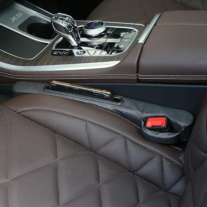 DEEYOTA 2 Pack Car Seat Gap Filler Organizer for Driver Side and Passenger Side Auto Center Console Side Filler Filler for Car Front Seat (Black 2 pcs)