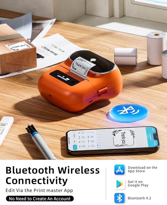Phomemo M220 Label Maker, New Flagship Barcode Printer, 3.14 '' Bluetooth Thermal Label Printer, for Address, Mailing, Files,Small Printer Compatible with Android, iOS,with 3 Label, 80mm