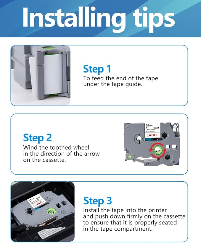 Weemay 3 Pack TZe252 24mm Red on White Laminated Label Tape Compatible with Brother Label Maker Tape TZe-252 TZe 252 TZ-252 TZ252 for PTouch PT-E500 PT-D600 PT-P750W PT-P900W Printer, 1 in x 26.2 ft