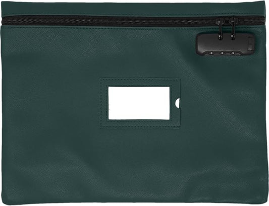 Notary Bag with Lock | 14x11 inch | Green | Zipper Notary Supplies Bag | Locking Notary Bag for Notary Kit, Stamp, Embosser, Ink Pad, and Valuables | Locking Document Bag | Journal Carrying Case