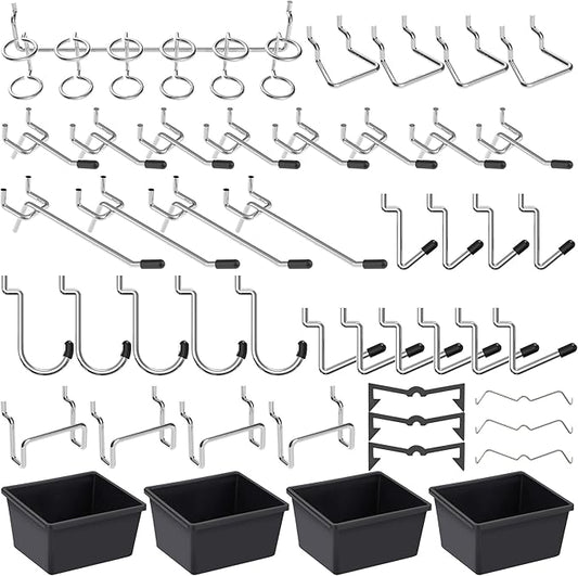 Pegboard Hooks with Bins, Peg Locks, for Organizing Various Tools, 117 PCS, 60 of Which are Locks
