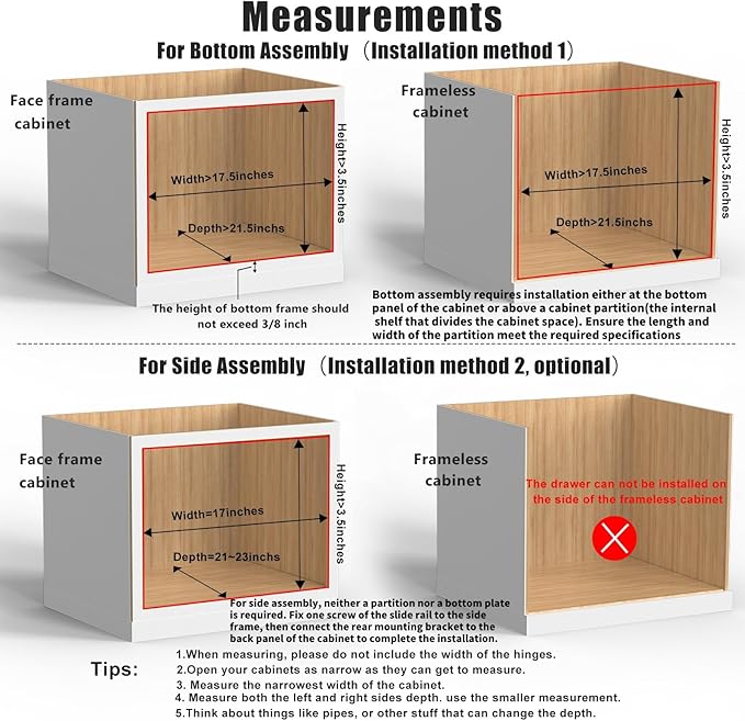 16”W x 21”D x 3‘’H Soft Close Slide Out Wood Drawer Organizer for Kitchen, Finished, (Cabinet Opening>17.5 inches for Bottom Assembly, Opening= 17 inches for Side Assembly)