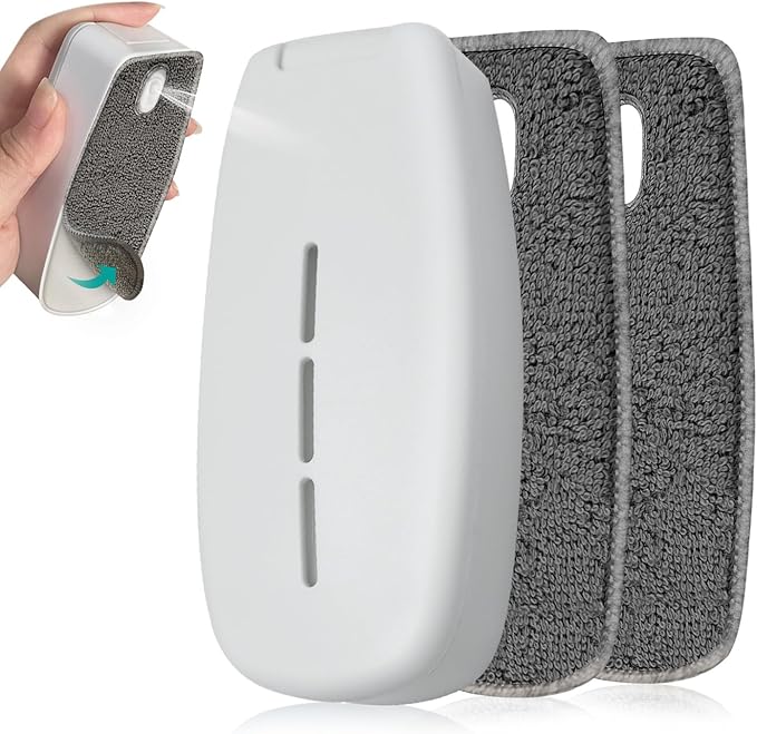 Replaceable Dry Erase Spray Eraser, 3-in-1 Non-Magnetic Chalkboard Erasers for Glass Marker Board Whiteboard, ZHIDIAN Dustless Chalk Cleaner w/ 2 Microfiber Pads