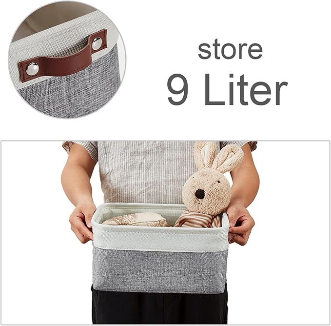 DECOMOMO Small Storage Basket, Closet Storage Bins, Baskets for Organizing Shelves (Grey & White, Small - 6 Pack)