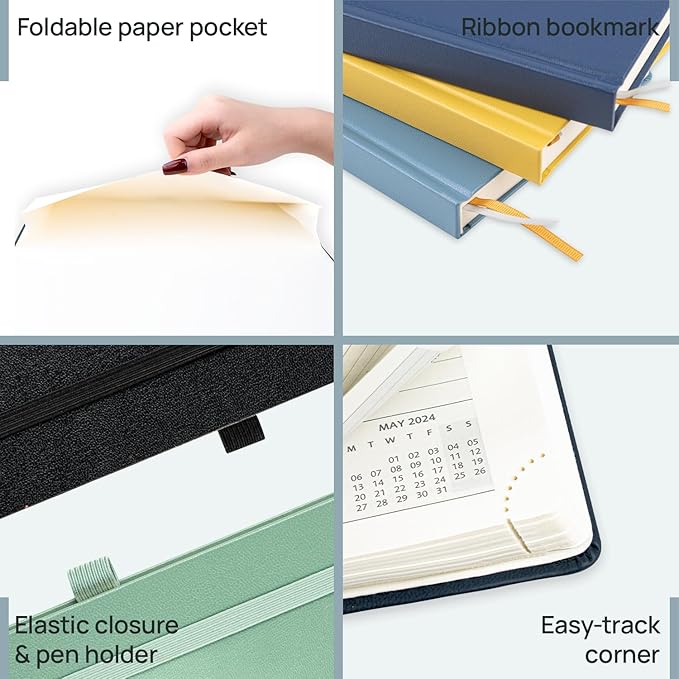 POPRUN 2026 Planner (Medium Size 8.5''x 6.5'' Hardcover) - Daily Weekly and Monthly Calendar Agenda 2026 Appointment Book with Hourly Time Slots, Monthly Tabs, 100 GSM - Light Yellow