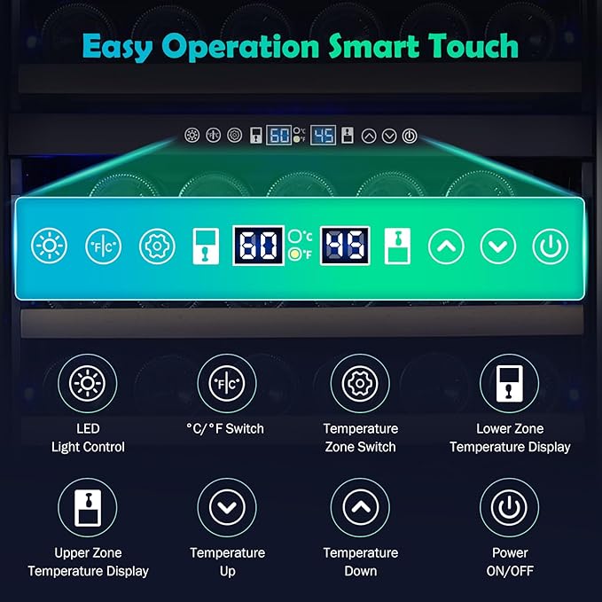 200 Bottle Dual Zone Wine Fridge - 24 Inch Large Wine Cooler Refrigerator, Freestanding and Built-in Design, Upgraded Compressor Cooling, Intelligent Temperature Memory