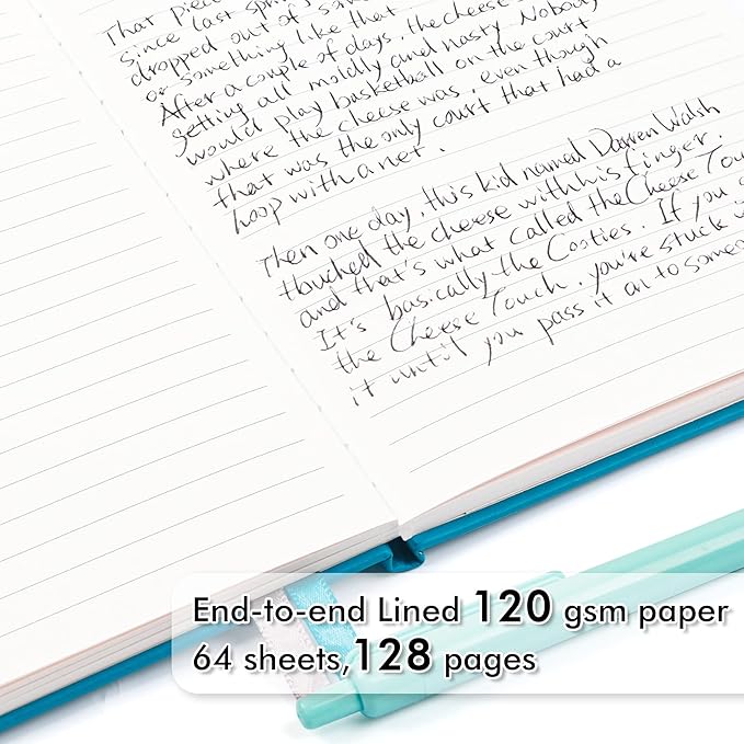 feela 24 Pack Journal Notebook Bulk for Work, Business Notebook Hardcover Lined Writing Journal with Pen Holder for Men Women Note Taking, with 24 Black Pens, 120 GSM, 5.1”x8.3”, A5, Teal