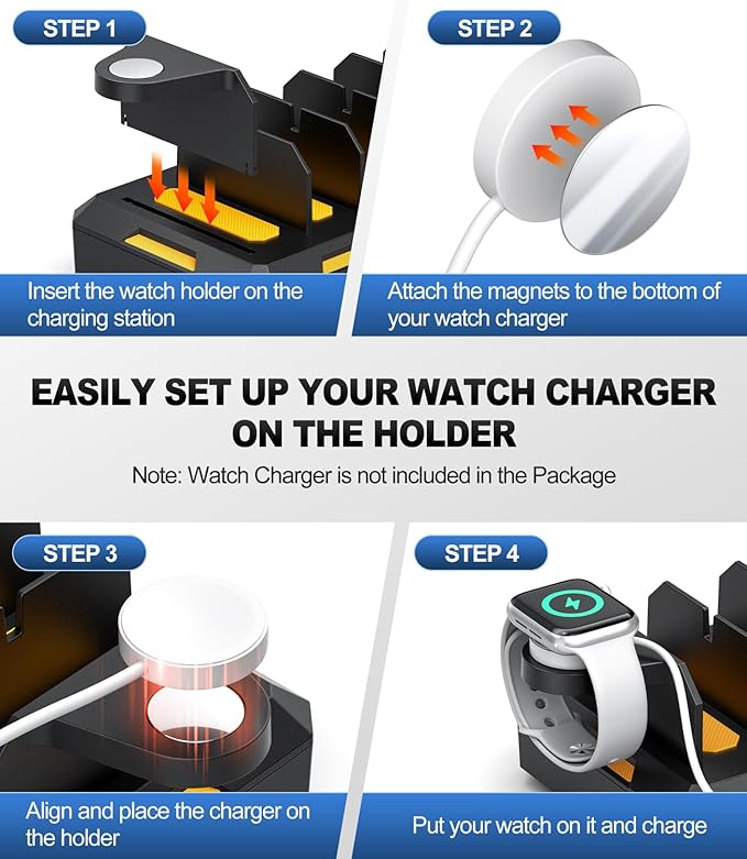 Charging Station for Multiple Devices, Honcila 6 in 1 Multi Charger Station Charging Dock for Cellphone Tablet iPhone iPad and More - 50W Charging Station Organizer with 6 Mixed Charging Cables