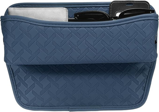 HARFINGTON Car Seat Gap Filler Organizer 11.5 x 8 x 2.1 Inch Leather Universal Car Organizer Storage Box Between Seat and Console for Phone Sunglasses Keys, Blue