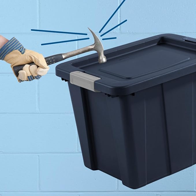 Sterilite 18-Pack Storage Bins with Lids, Heavy Duty Totes, Tuff1, 18 Gallon, Dark Indigo