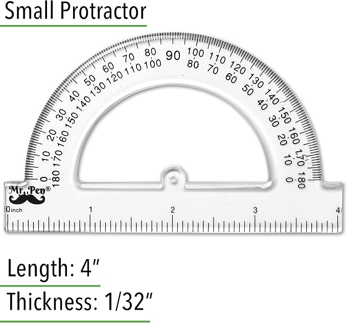 Mr. Pen- Small Protractor, 4 Inch, Pack of 3, Protractor Ruler, Drafting Tools, Math Geometry, School Supplies