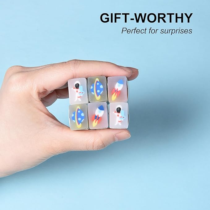 18Pcs Cute Outer Space Themed Erasers for Kids Bulk, Kawaii Fun Pencil Jelly Erasers for School Classroom Supplies Prize Gifts Party Favors