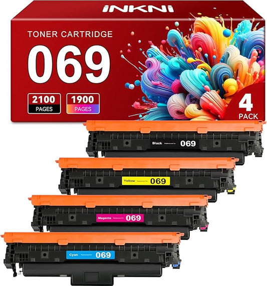 InkNI Compatible Toner Cartridge Replacement for Canon 069 069H Toner Cartridge Set use with Canon imageCLASS MF753Cdw MF751Cdw LBP674Cdw LBP673Cdw LBP674Cx MF752Cdw MF756Cx Printer(BCMY 4 Pack)