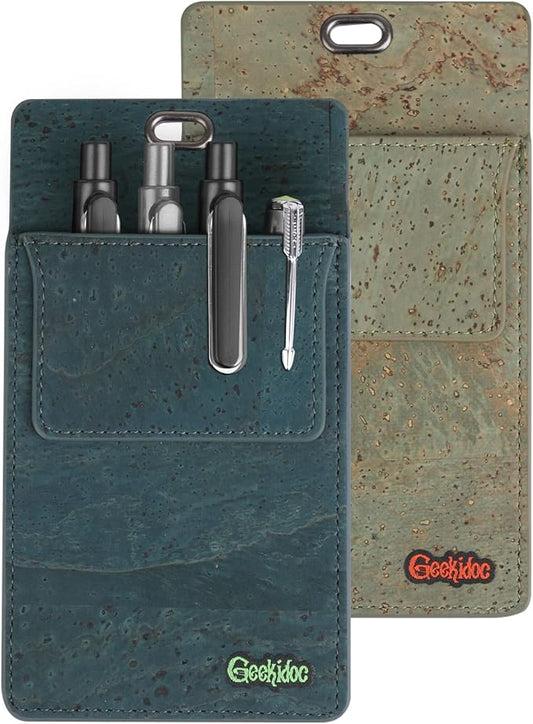 Premium Portuguese Cork Pocket Protector for Men | Multi-Use Pocket Protectors for Shirts and Lab Coats | For Pen, Pencils, Pointers, and More | 2 Pack of Blue Pocket Organizer Protectors