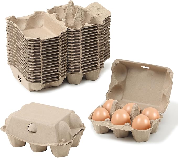 15 Pack Egg Cartons Cheap Bulk, 6 Count Egg Storage Containers Holder, Sturdy Natural Pulp Material Perfect for Storing Extra Eggs