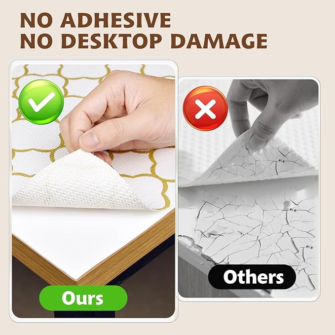 Shelf Liners for Kitchen Cabinets 17in x 20FT Non Adhesive Drawer Liner Gold Quatrefoil Thickened Shelf Liner Paper Strong Non-Slip Easy to Clean for Tool Box Refrigerator with Knife and Tape Measure