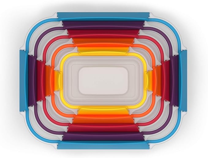 Joseph Joseph Nest Lock Plastic BPA Free Food Storage Container Set with Lockable Airtight Leakproof Lids, 10-Piece, Multi-Color