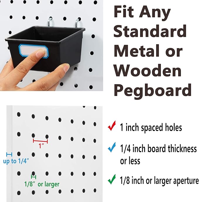 Pegboard Hooks with Bins, Peg Locks, for Organizing Various Tools, 117 PCS, 60 of Which are Locks