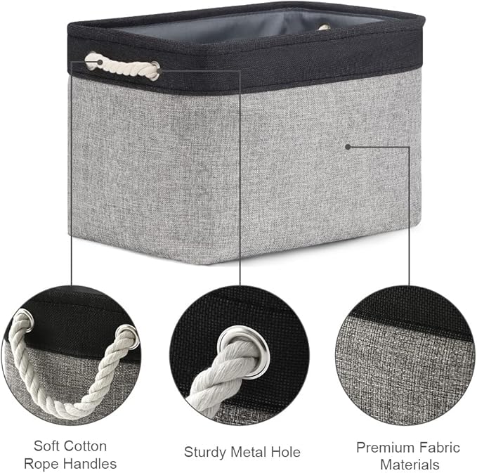 TheWarmHome Storage Basket for Organizing - 16x12x12 inch Cube Storage bin 3 Pack Fabric Storage Cubes, Collapsible Storage Box for Organizer Cloth Gift Toy Closet (Black & Grey)