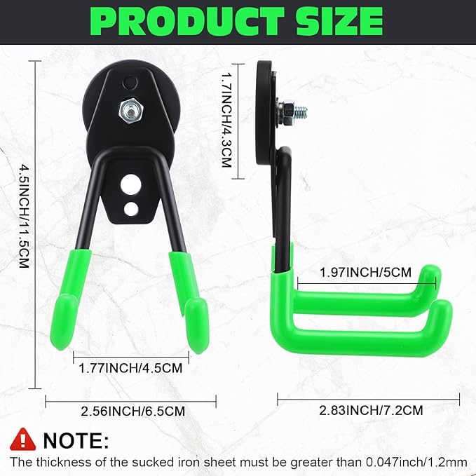 Landhoow Large Magnetic Hooks Heavy Duty Garage Magnet Hooks Strong Storage Utility Magnetic Hangers with Anti Slip Rubber Coating for Indoor and Outdoor Hanging(Green,10 Pcs)