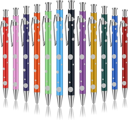 Retractable Ballpoint Pens, Assorted Colors, Men Women Retractable Pens,1.0 mm Black Ink (12)