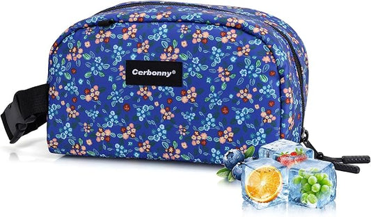 Cerbonny Small Cooler Bag Freezable Lunch Bag for Work School Travel, Leak-proof, Insulated, Freezable Snack Bag, Mini Lunch Bag, 2.5L, Crushed Flower