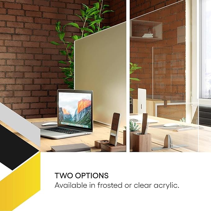OBEX Acrylic Free Standing Screen, Divider for Desk Privacy Home & Office Partitions for Table Top Workstation, Portable Cubicle Panel for Work, 12" x 48", Clear