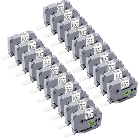 20PK TZE-231 Compatible with Brother P Touch Label Tape 12mm 0.47 White Refill TZe-231 Label Tape for Brother P-Touch Label Maker PT-D210 PT-H110 PT-D220 8m 26.2ft
